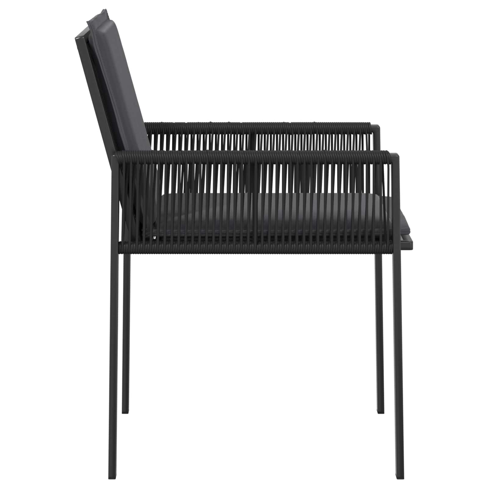 Καρέκλες Κήπου 6 pcs Μαύρο και Σκούρο Γκρίζο συνθετικό ρατάν - Pakobazaar