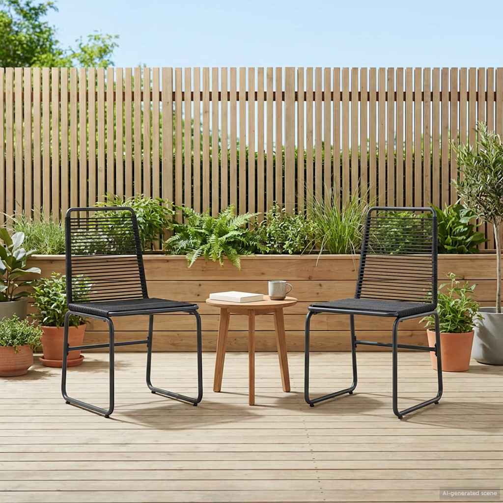 Καρέκλες Κήπου 2 pcs Μαύρο 48 x 55 x 89,5 εκ. Ρατάν - Pakobazaar