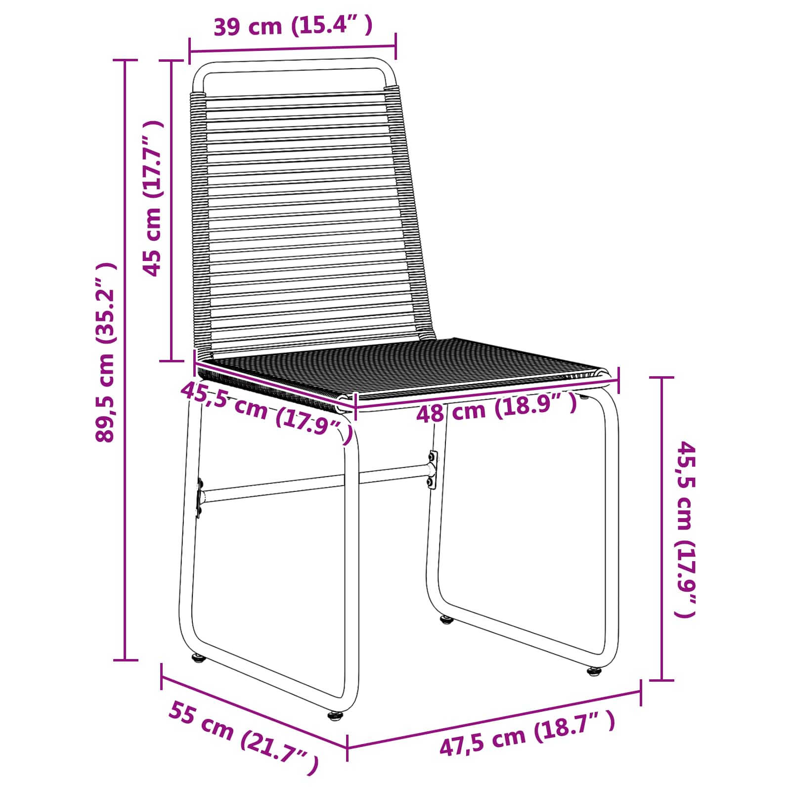 Καρέκλες Κήπου 2 pcs Μαύρο 48 x 55 x 89,5 εκ. Ρατάν - Pakobazaar