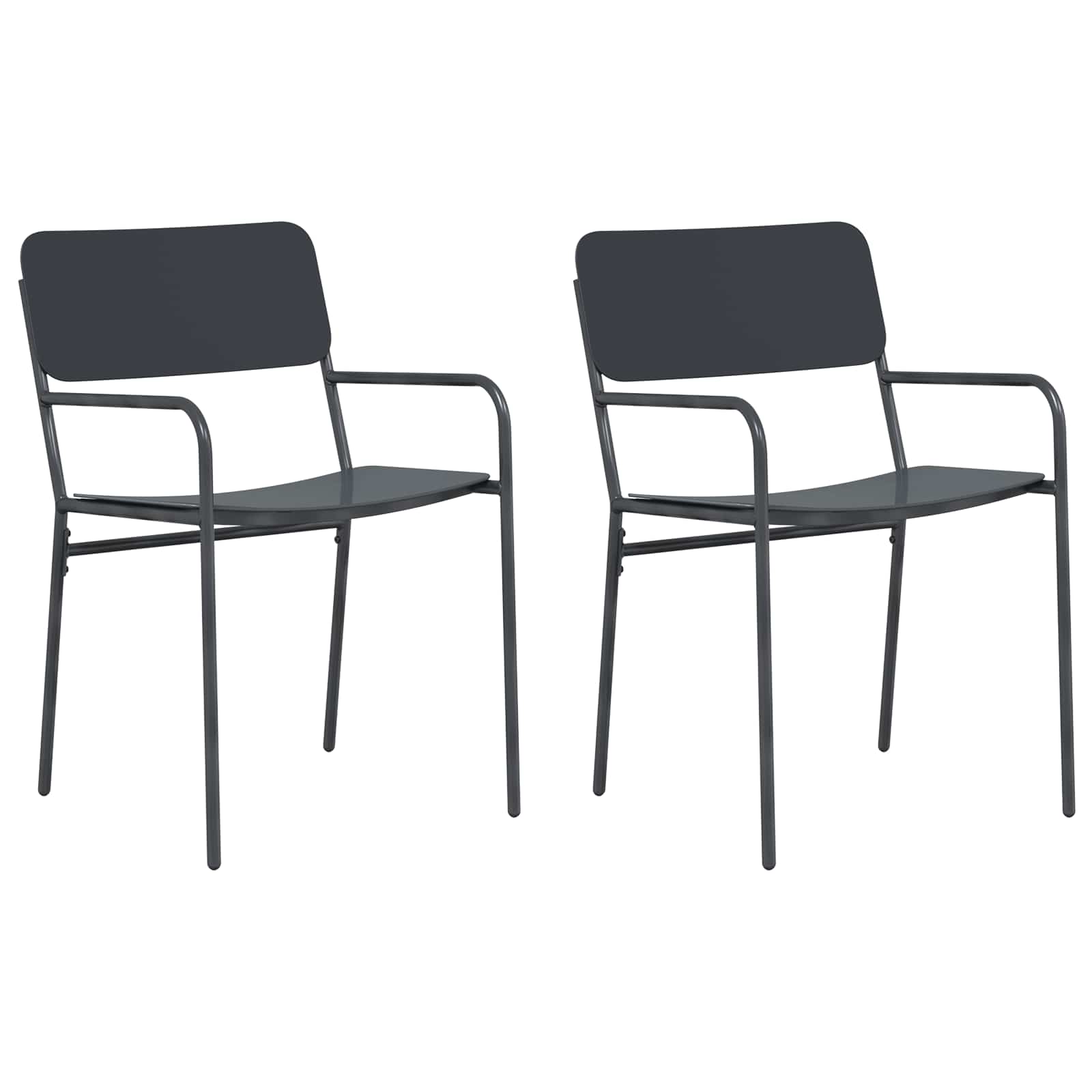 Καρέκλες Κήπου 2 pcs Ανθρακί 51 x 55 x 81 εκ Ατσάλι - Pakobazaar
