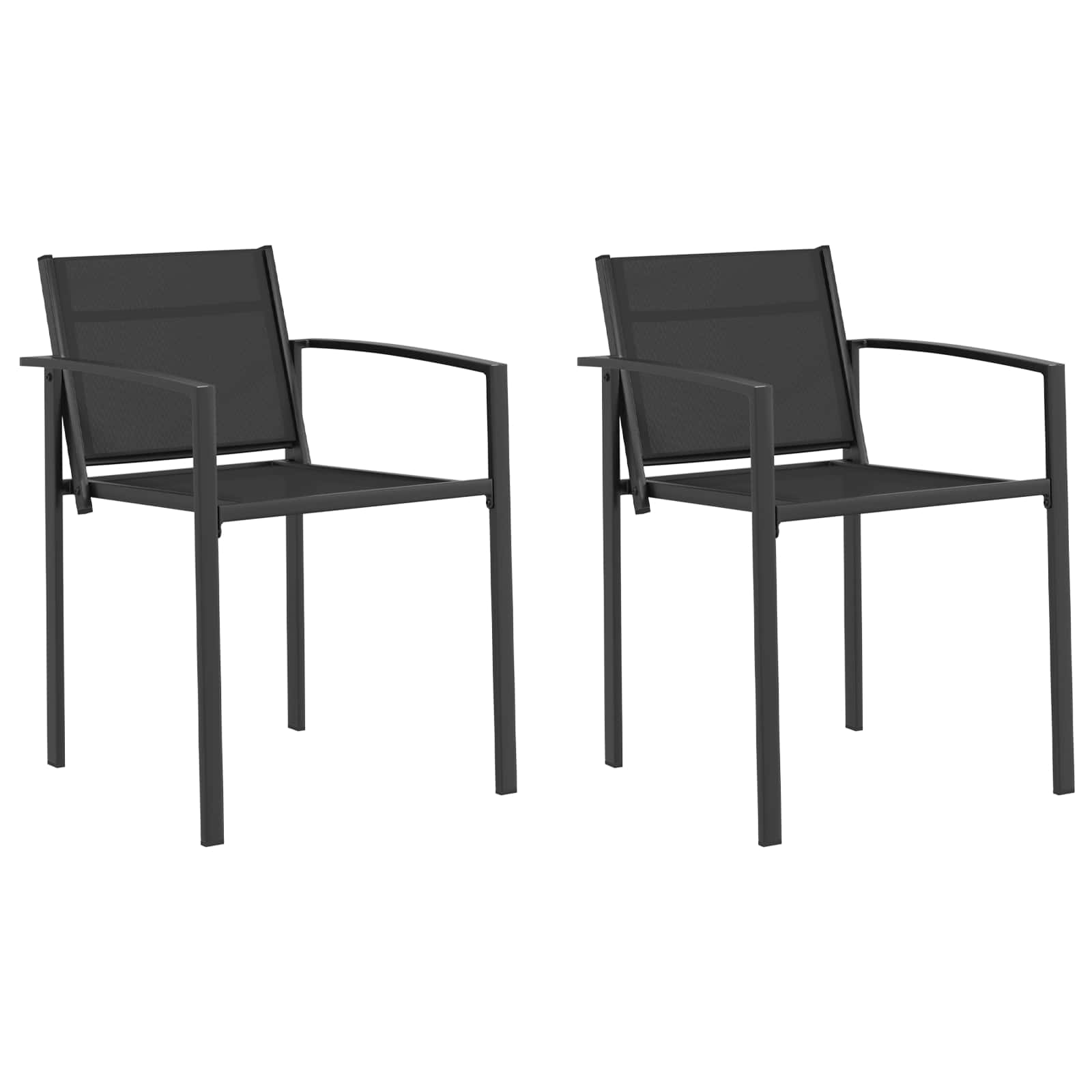 Καρέκλες Κήπου 2 pcs Μαύρο και Ανθρακί 53,5 x 59 x 77 εκ - Pakobazaar