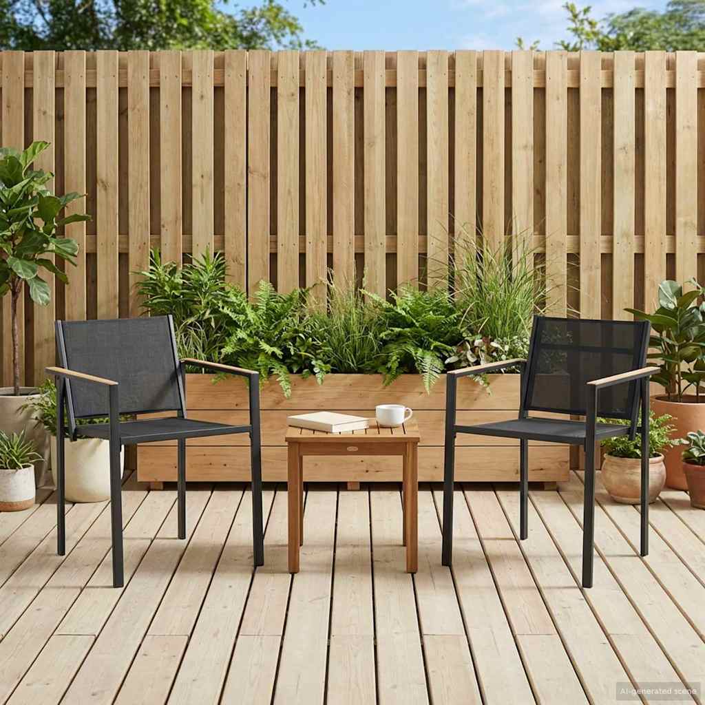 Καρέκλες Κήπου 2 pcs Μαύρο και Ανθρακί 53,5 x 59 x 77 εκ - Pakobazaar