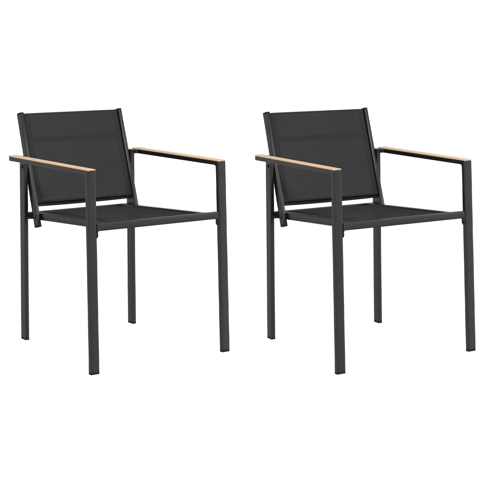 Καρέκλες Κήπου 2 pcs Μαύρο και Ανθρακί 53,5 x 59 x 77 εκ - Pakobazaar