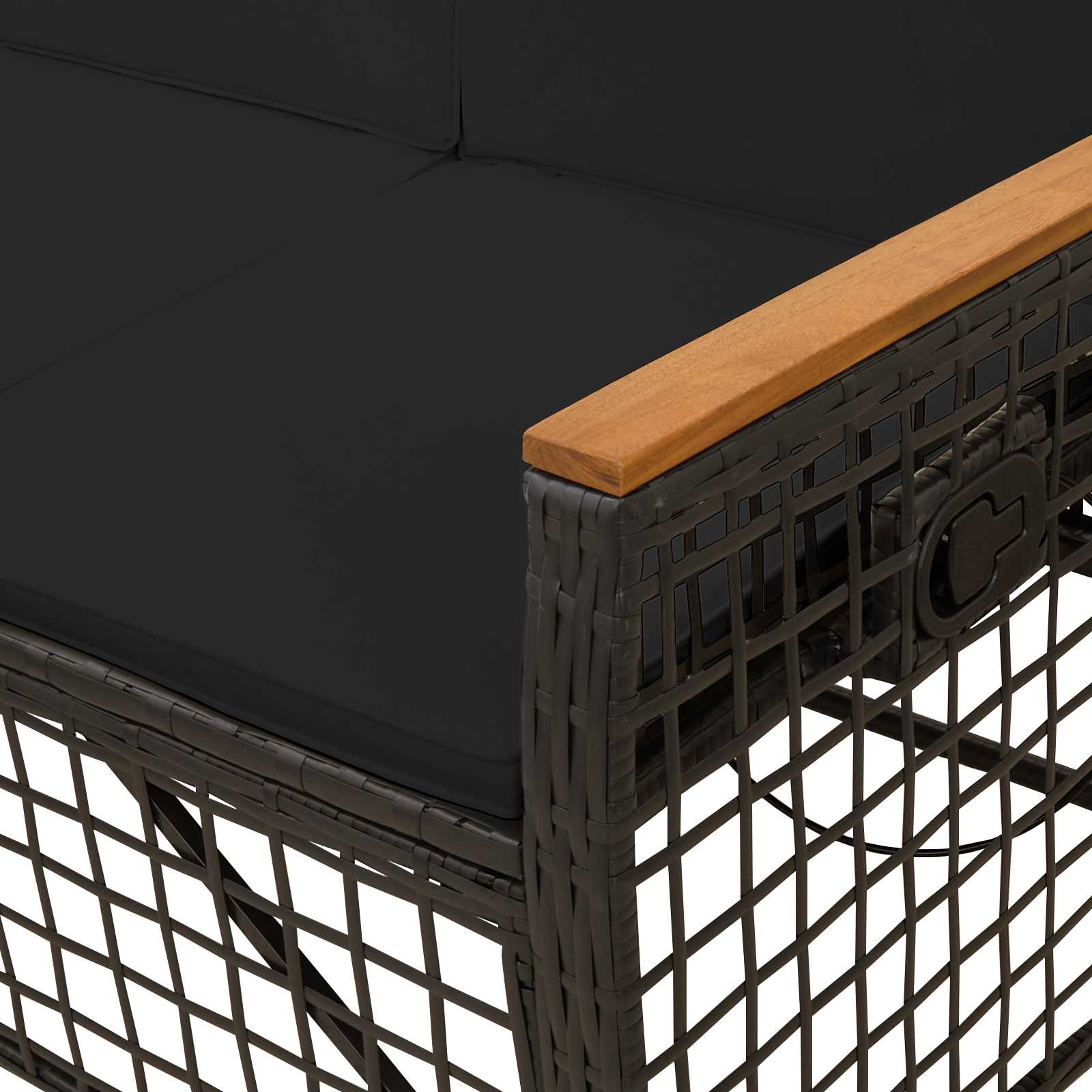 Σετ Κήπου με Ανακλινόμενο Σαλονιού Μαύρο 164 x 164 x 112 εκ.