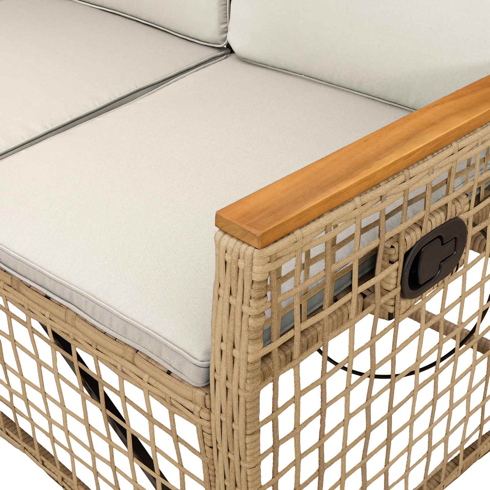 Σετ Κήπου με Ανακλινόμενο Σαλονιού Ρυθμιζόμενος Μπεζ και Κρέμ