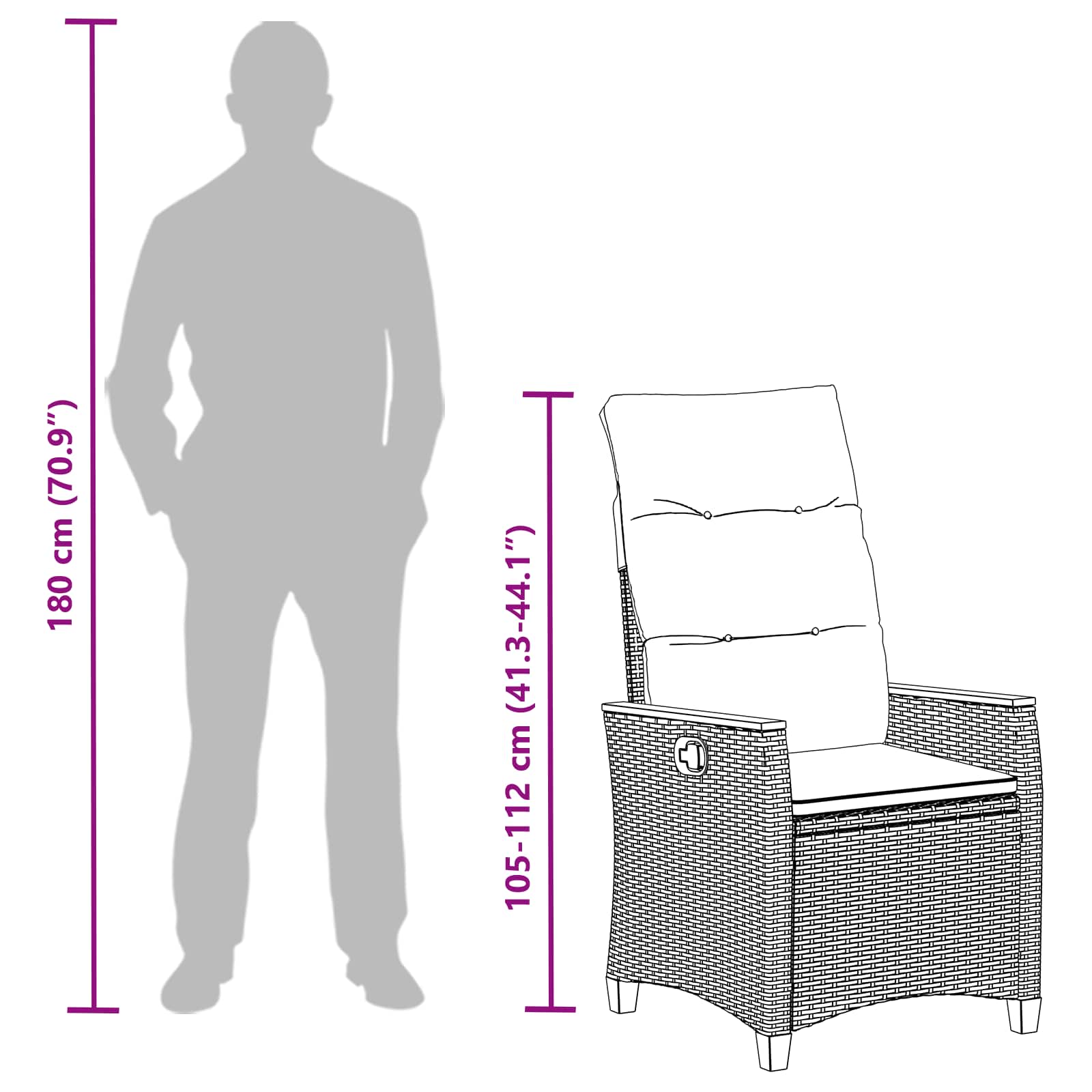 Εξωτερικές Καρέκλες με μαξιλάρι Γκρι και Navy Blue Ρατάν - Pakobazaar