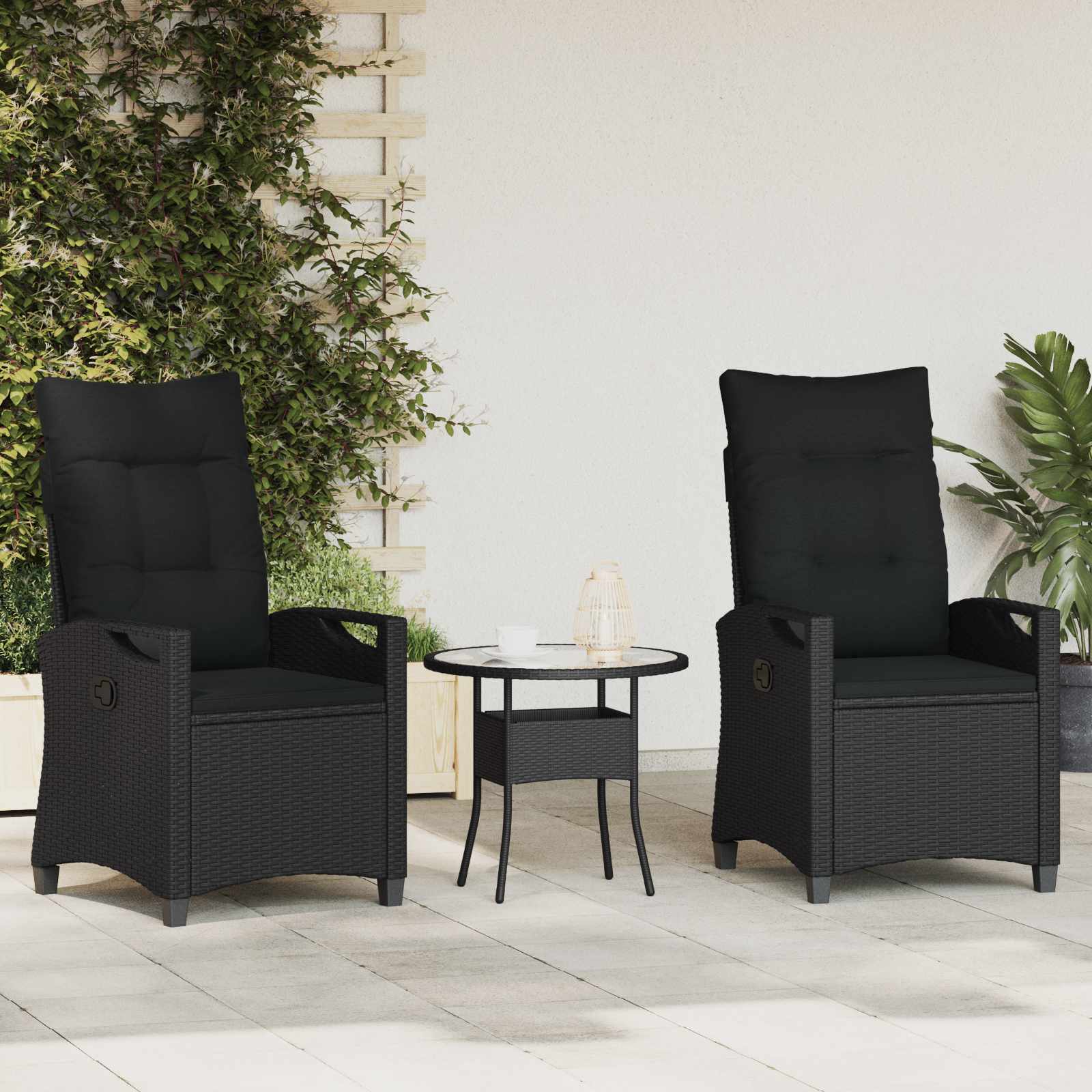 Καρέκλα Κήπου 2 pcs Μαύρο 56 x 64 x 94 εκ. - Pakobazaar