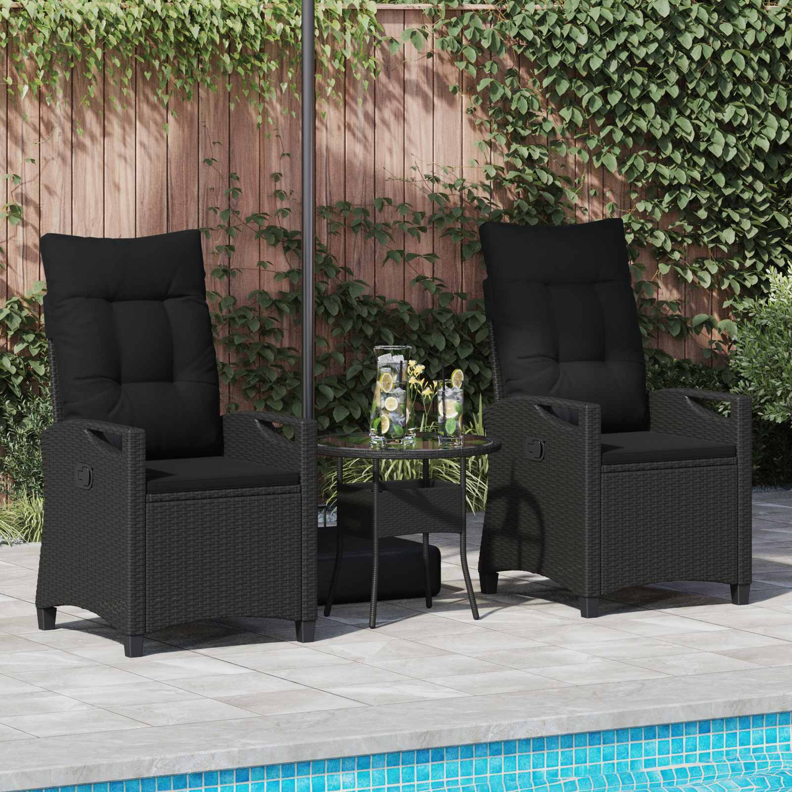 Καρέκλα Κήπου 2 pcs Μαύρο 56 x 64 x 94 εκ. - Pakobazaar