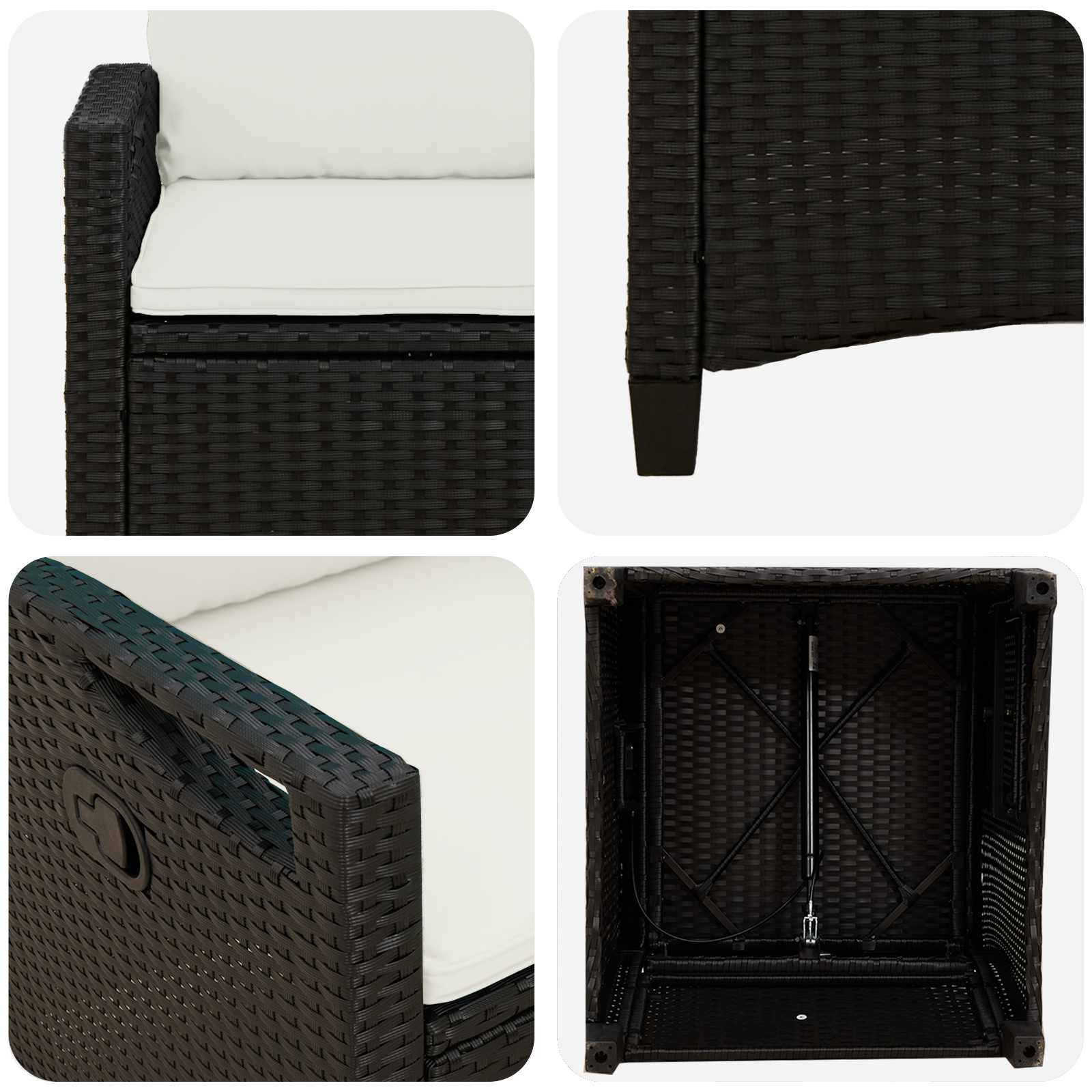 Καρέκλα Κήπου 2 pcs Μαύρο και Κρέμα 56 x 60 x 112 εκ.