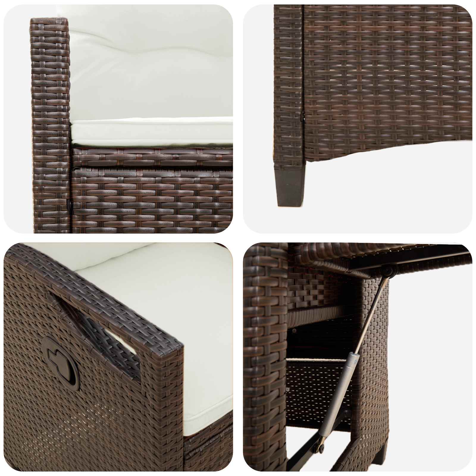 Ανακλινόμενη καρέκλα κήπου Καφέ και Κρέμα 56 x 60 x 112 εκ. - Pakobazaar