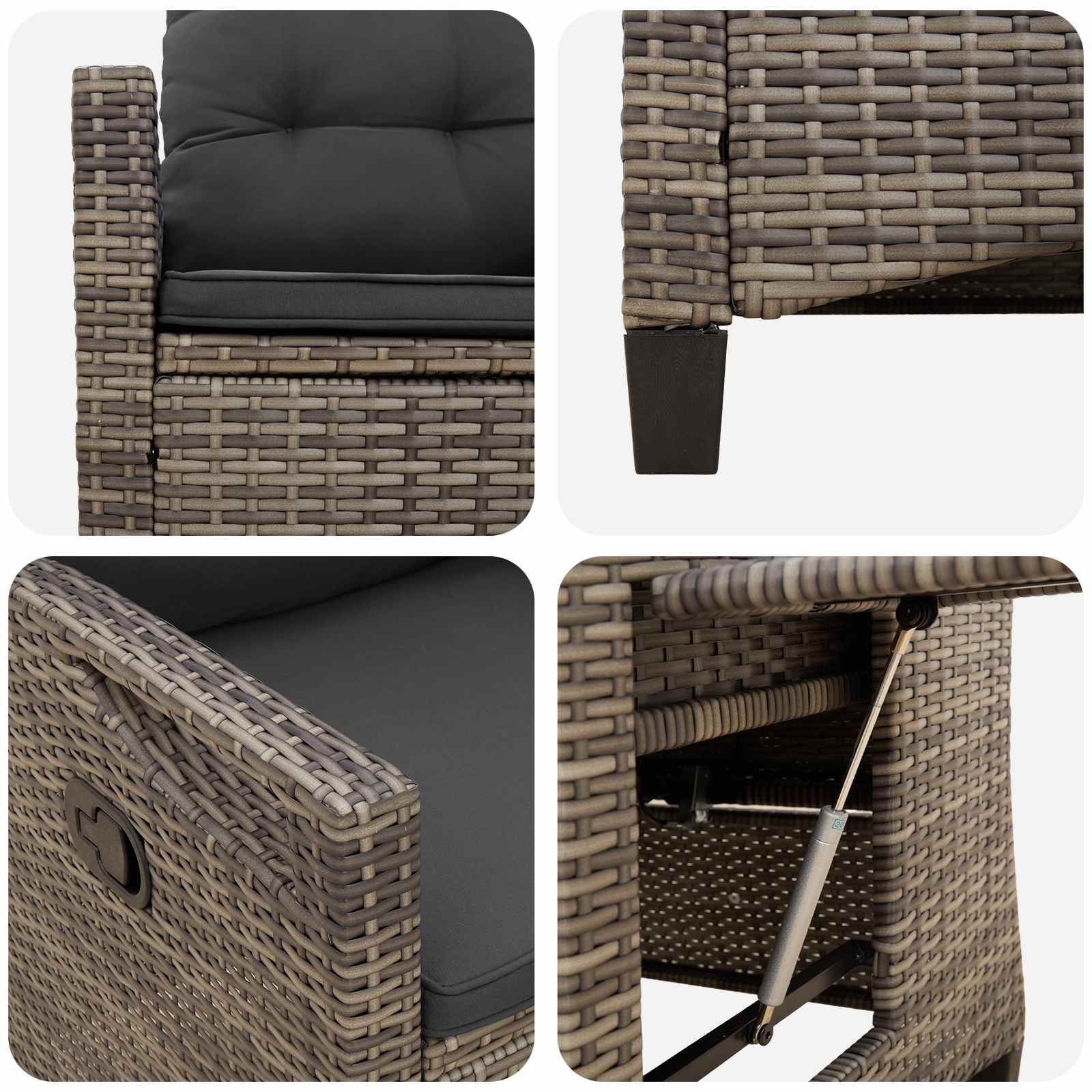 Ανακλινόμενη καρέκλα κήπου Γκρι και Σκούρο Γκρι συνθετικό ρατάν - Pakobazaar