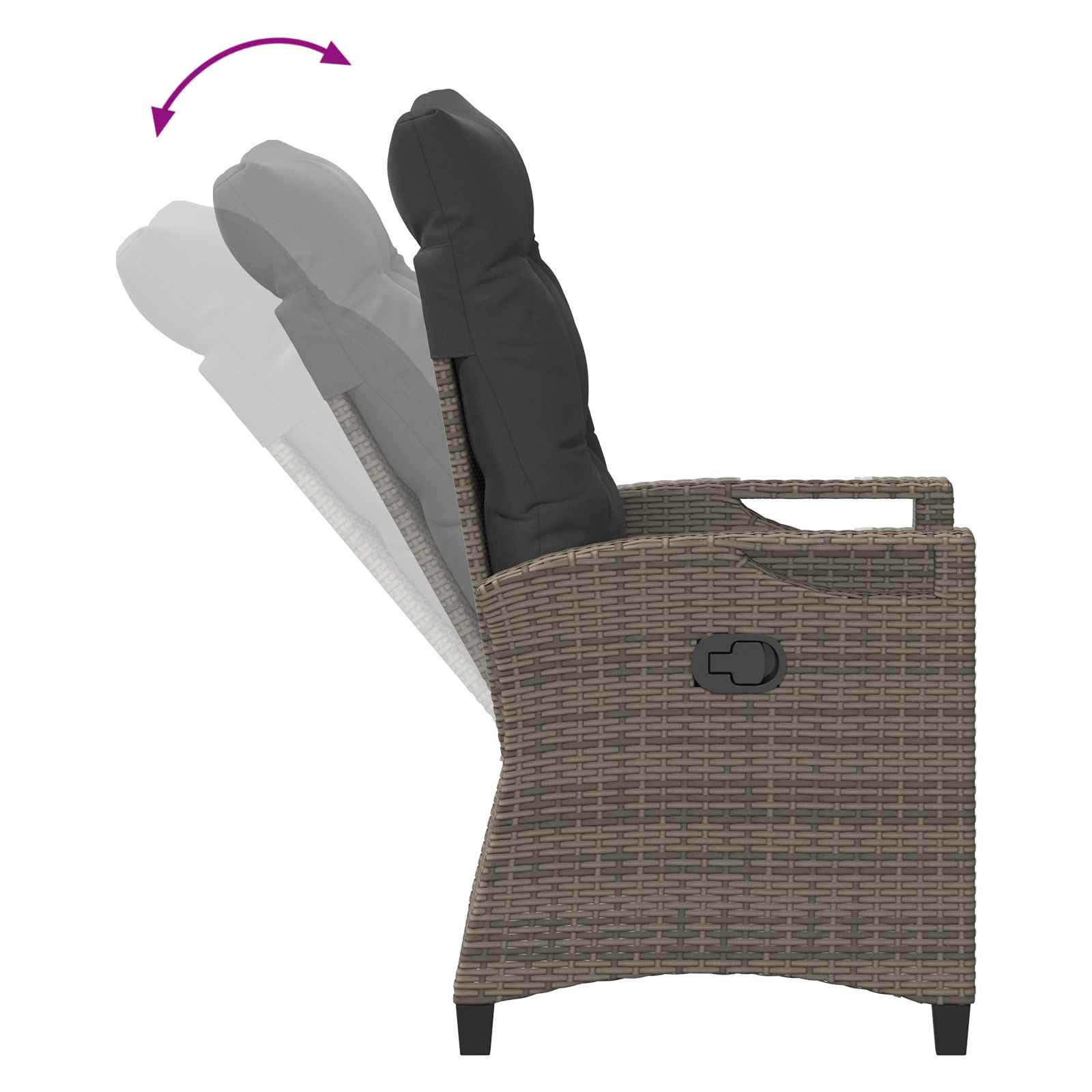 Ανακλινόμενη καρέκλα κήπου Γκρι και Σκούρο Γκρι συνθετικό ρατάν - Pakobazaar