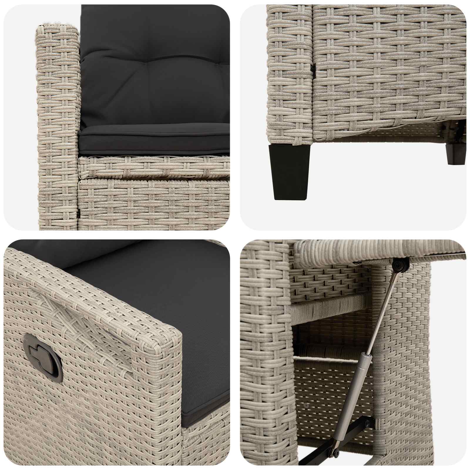 Ανακλινόμενη καρέκλα κήπου Ανοιχτό Γκρι και Σκούρο Γκρι - Pakobazaar