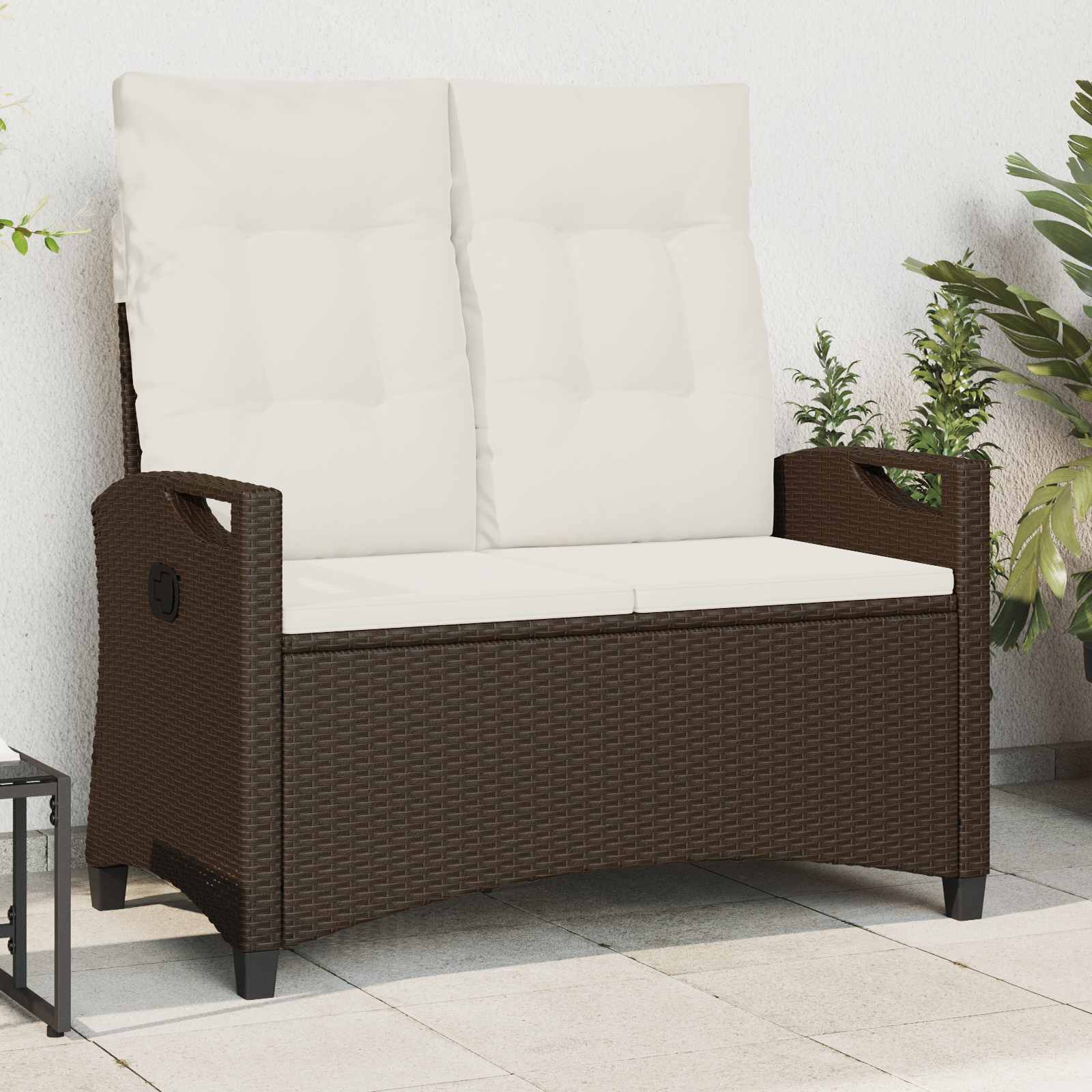 Παγκάκι κήπου με μαξιλάρι Καφέ και Κρέμα 105 x 60 x 112 εκ