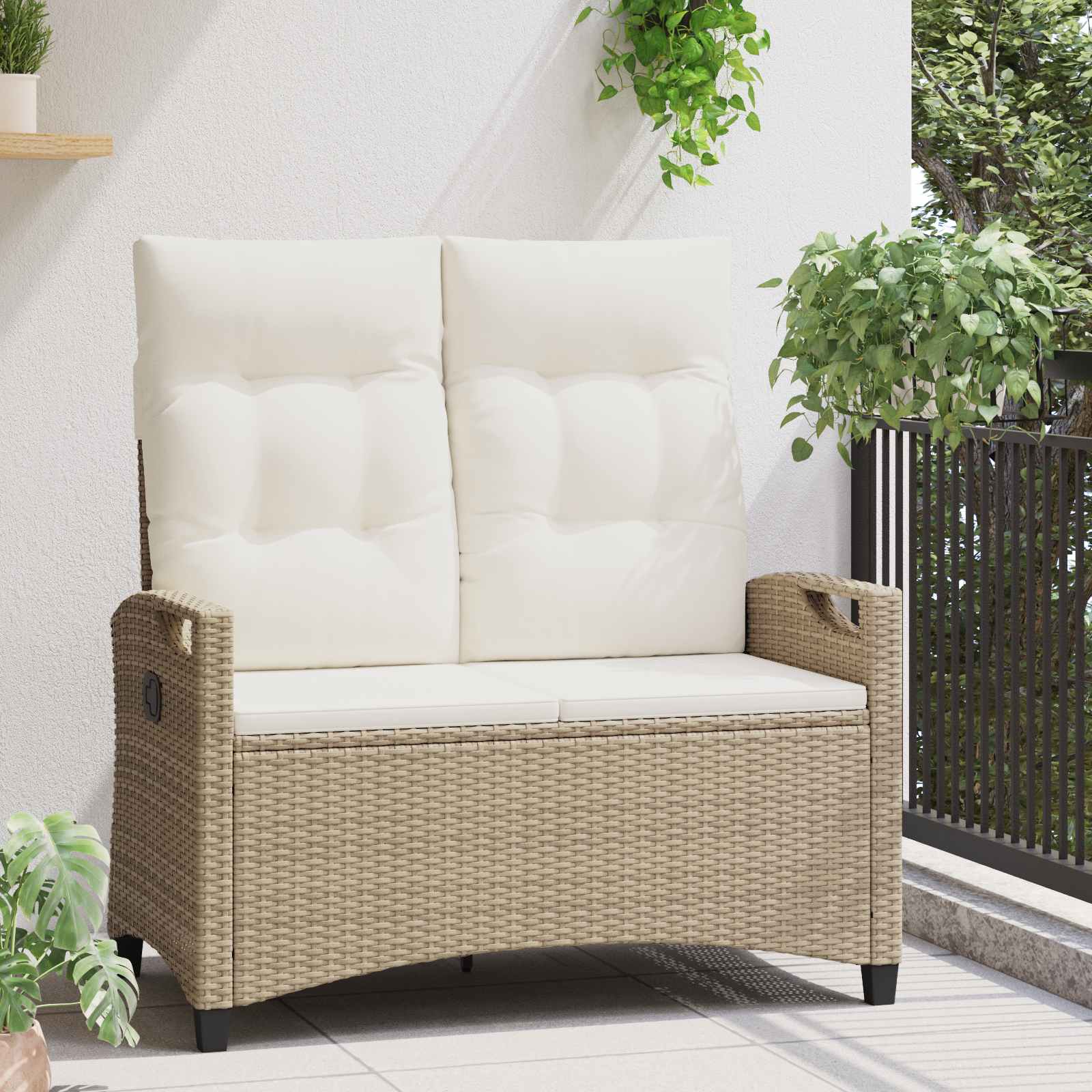 Παγκάκι κήπου με μαξιλάρι Μπεζ και Κρέμα 105 x 60 x 112 εκ