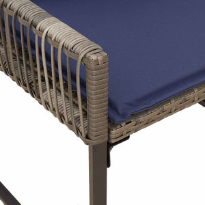 Σετ Εξωτερικών Επίπλων 9 pcs Γκρι και Navy Blue συνθετικό ρατάν - Pakobazaar