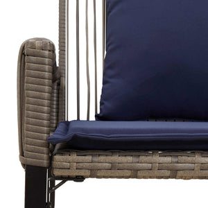 Σετ Εξωτερικών Επίπλων 9 pcs Γκρι και Navy Blue συνθετικό ρατάν - Pakobazaar