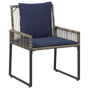 Σετ Εξωτερικών Επίπλων 9 pcs Γκρι και Navy Blue συνθετικό ρατάν - Pakobazaar
