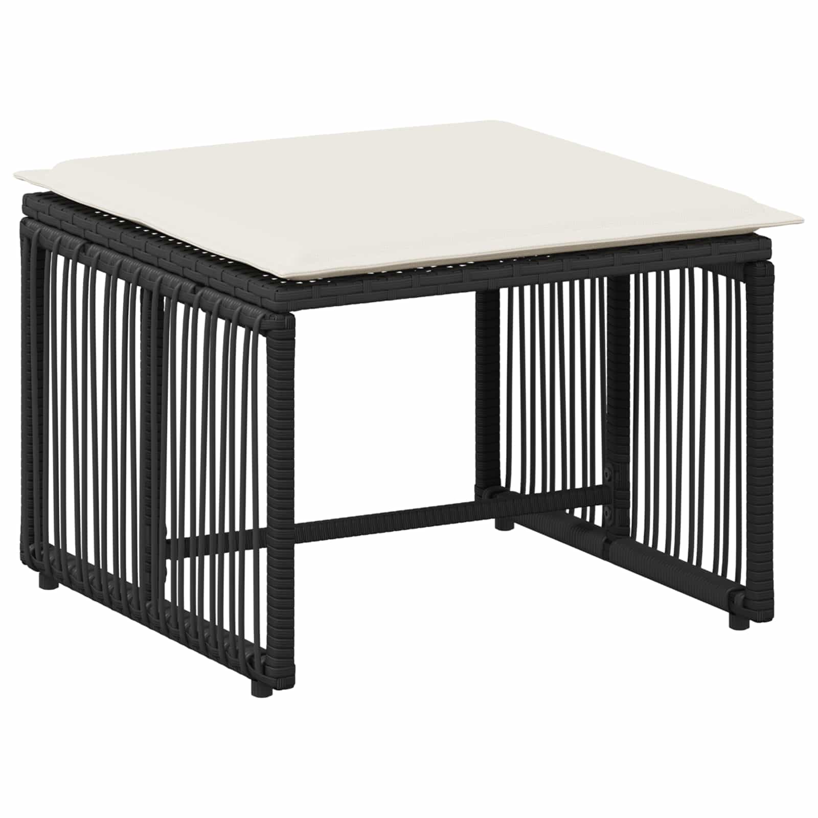 Σετ Εξωτερικών Επίπλων με μαξιλάρι 11 pcs Μαύρο και Κρεμ Λευκό - Pakobazaar