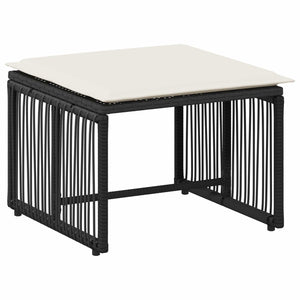 Σετ Εξωτερικών Επίπλων με μαξιλάρι 11 pcs Μαύρο και Κρεμ Λευκό - Pakobazaar
