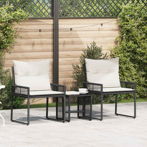Σετ Εξωτερικών Επίπλων με μαξιλάρι 7 pcs Μαύρο και Κρεμ Λευκό - Pakobazaar