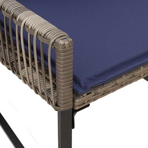 Σετ Εξωτερικών Επίπλων 7 pcs Γκρι και Navy Blue συνθετικό ρατάν - Pakobazaar