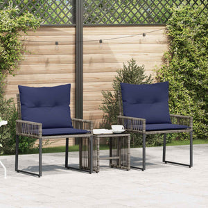 Σετ Εξωτερικών Επίπλων 7 pcs Γκρι και Navy Blue συνθετικό ρατάν - Pakobazaar