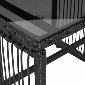 Σετ Εξωτερικών Επίπλων 7 pcs Μαύρο και Τυρκουάζ συνθετικό ρατάν - Pakobazaar