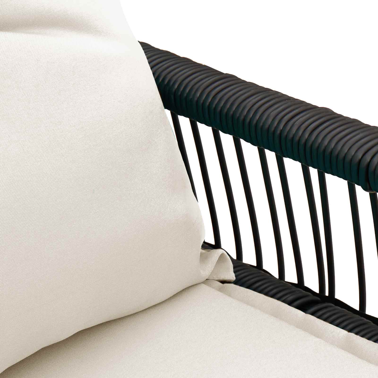 Εξωτερικός πάγκος 4 pcs Μαύρο και Κρεμ Λευκό συνθετικό ρατάν - Pakobazaar
