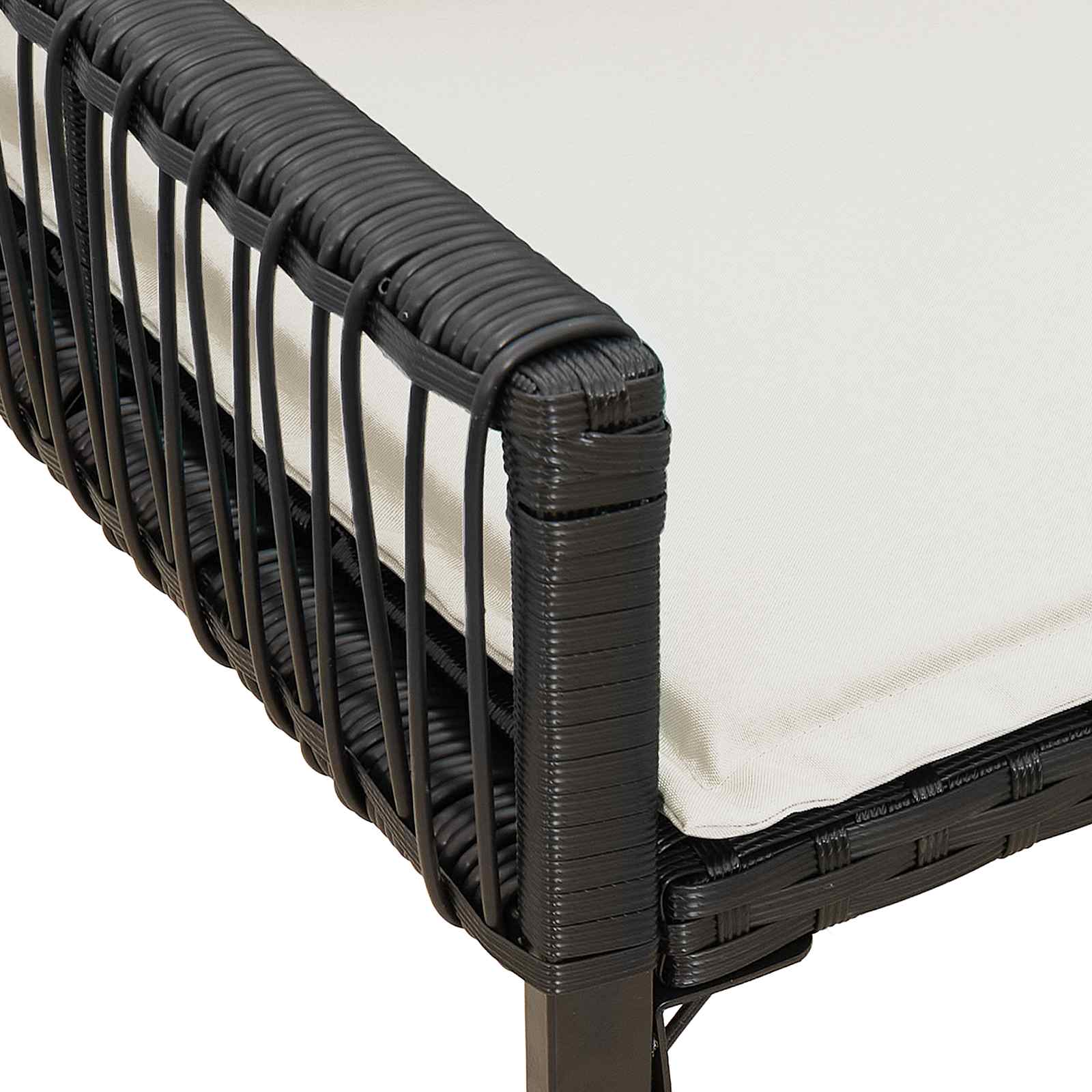 Εξωτερικός πάγκος 4 pcs Μαύρο και Κρεμ Λευκό συνθετικό ρατάν - Pakobazaar
