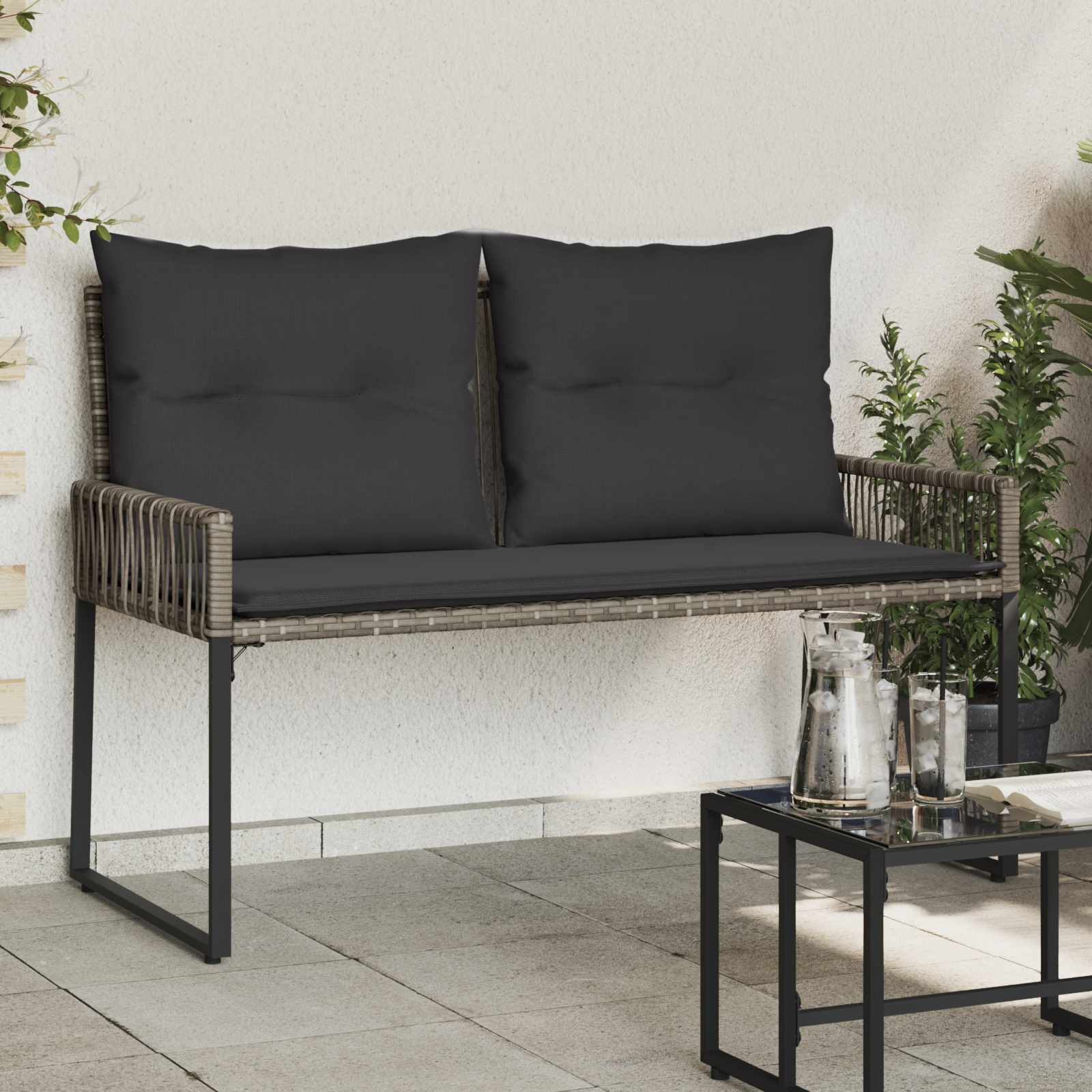 Εξωτερικός πάγκος 4 pcs Γκρι και Σκούρο Γκρι συνθετικό ρατάν - Pakobazaar