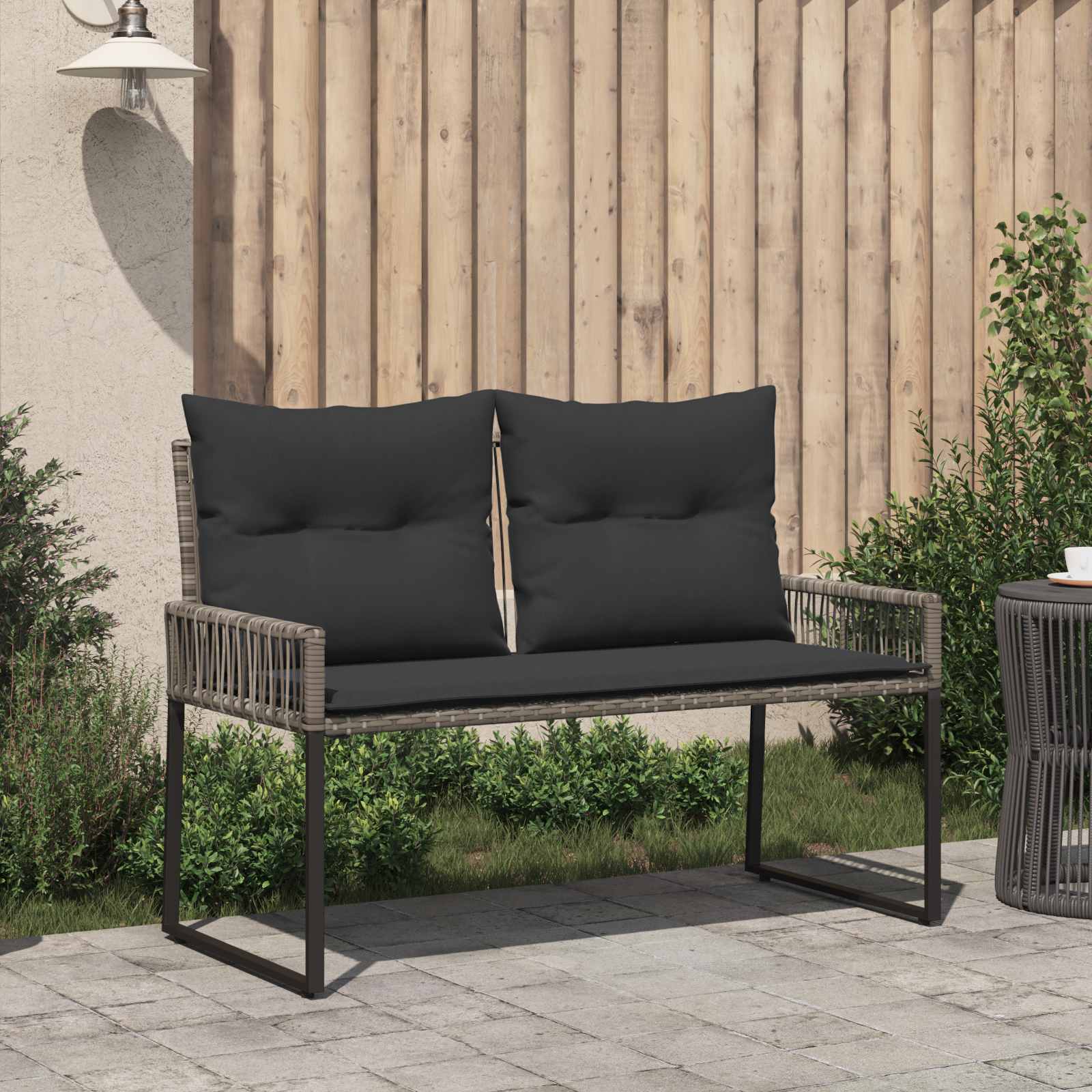 Εξωτερικός πάγκος 4 pcs Γκρι και Σκούρο Γκρι συνθετικό ρατάν - Pakobazaar
