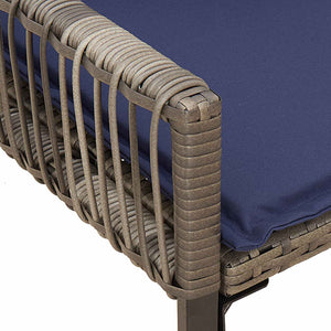 Εξωτερικός πάγκος 4 pcs Γκρι και Navy Blue συνθετικό ρατάν - Pakobazaar