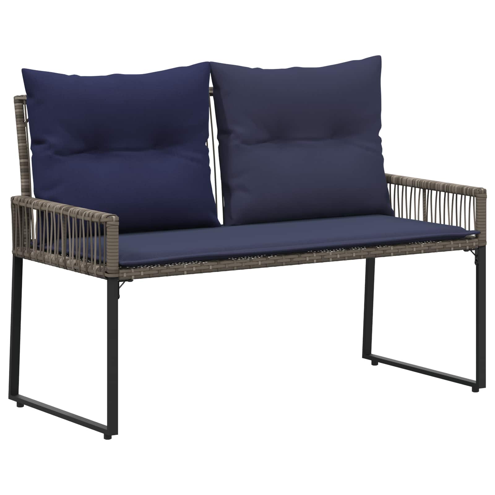 Εξωτερικός πάγκος 4 pcs Γκρι και Navy Blue συνθετικό ρατάν - Pakobazaar