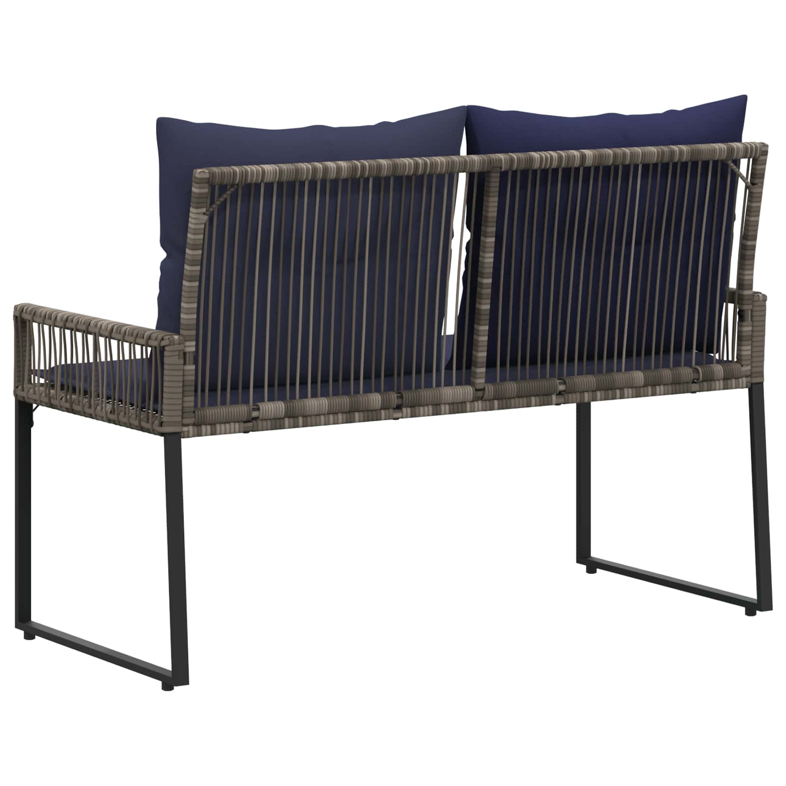 Εξωτερικός πάγκος 4 pcs Γκρι και Navy Blue συνθετικό ρατάν - Pakobazaar