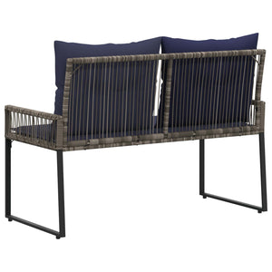 Εξωτερικός πάγκος 4 pcs Γκρι και Navy Blue συνθετικό ρατάν - Pakobazaar