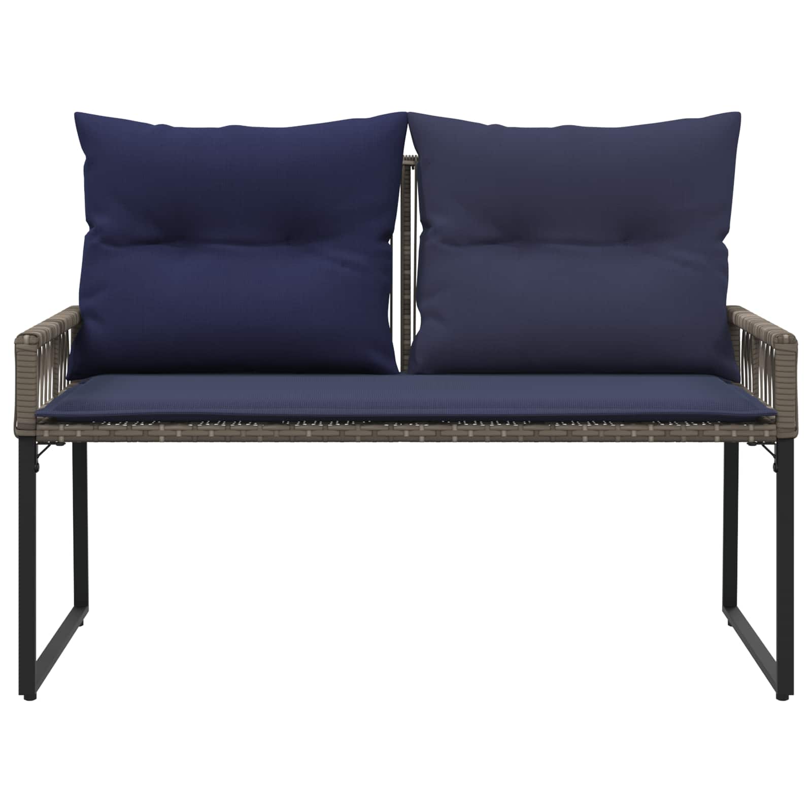 Εξωτερικός πάγκος 4 pcs Γκρι και Navy Blue συνθετικό ρατάν - Pakobazaar