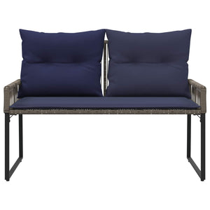 Εξωτερικός πάγκος 4 pcs Γκρι και Navy Blue συνθετικό ρατάν - Pakobazaar