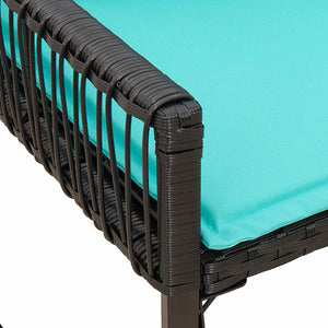 Εξωτερικός πάγκος 4 pcs Μαύρο και Τυρκουάζ συνθετικό ρατάν - Pakobazaar
