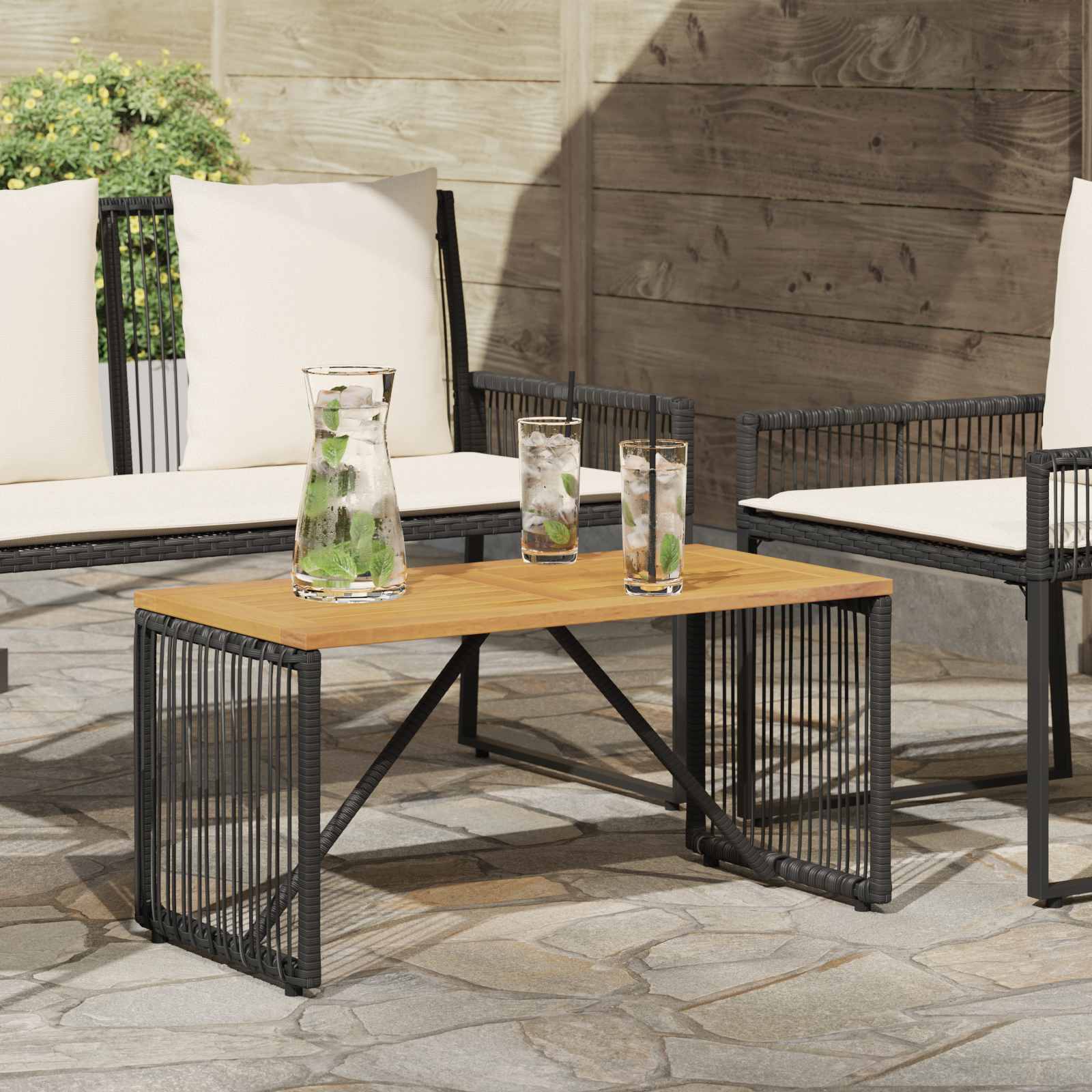 Εξωτερικό Τραπέζι Μαύρο και Καφέ 80 x 40 x 40 cm - Pakobazaar