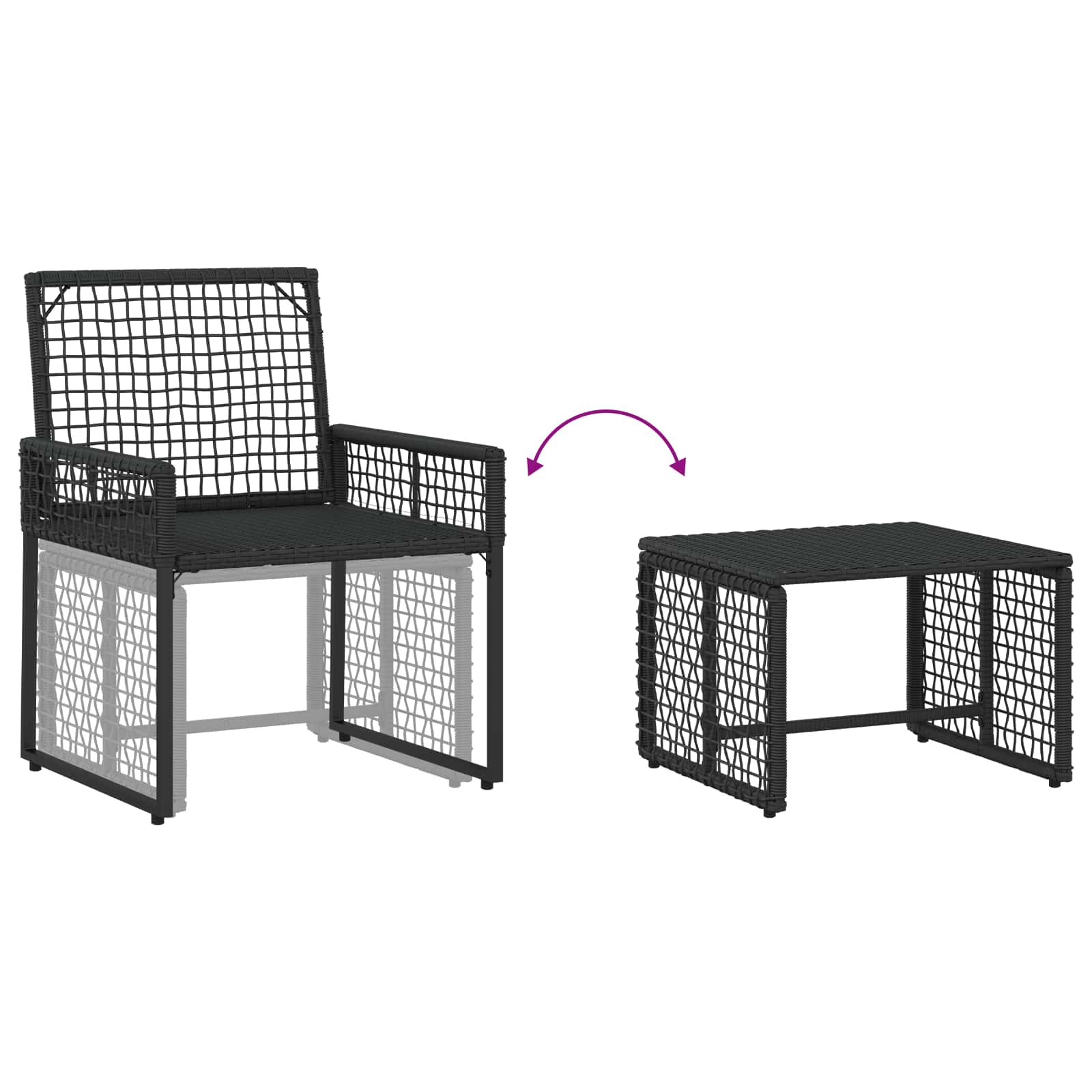 Σετ Εξωτερικών Επίπλων με μαξιλάρι 5 pcs Μαύρο και Λευκό - Pakobazaar