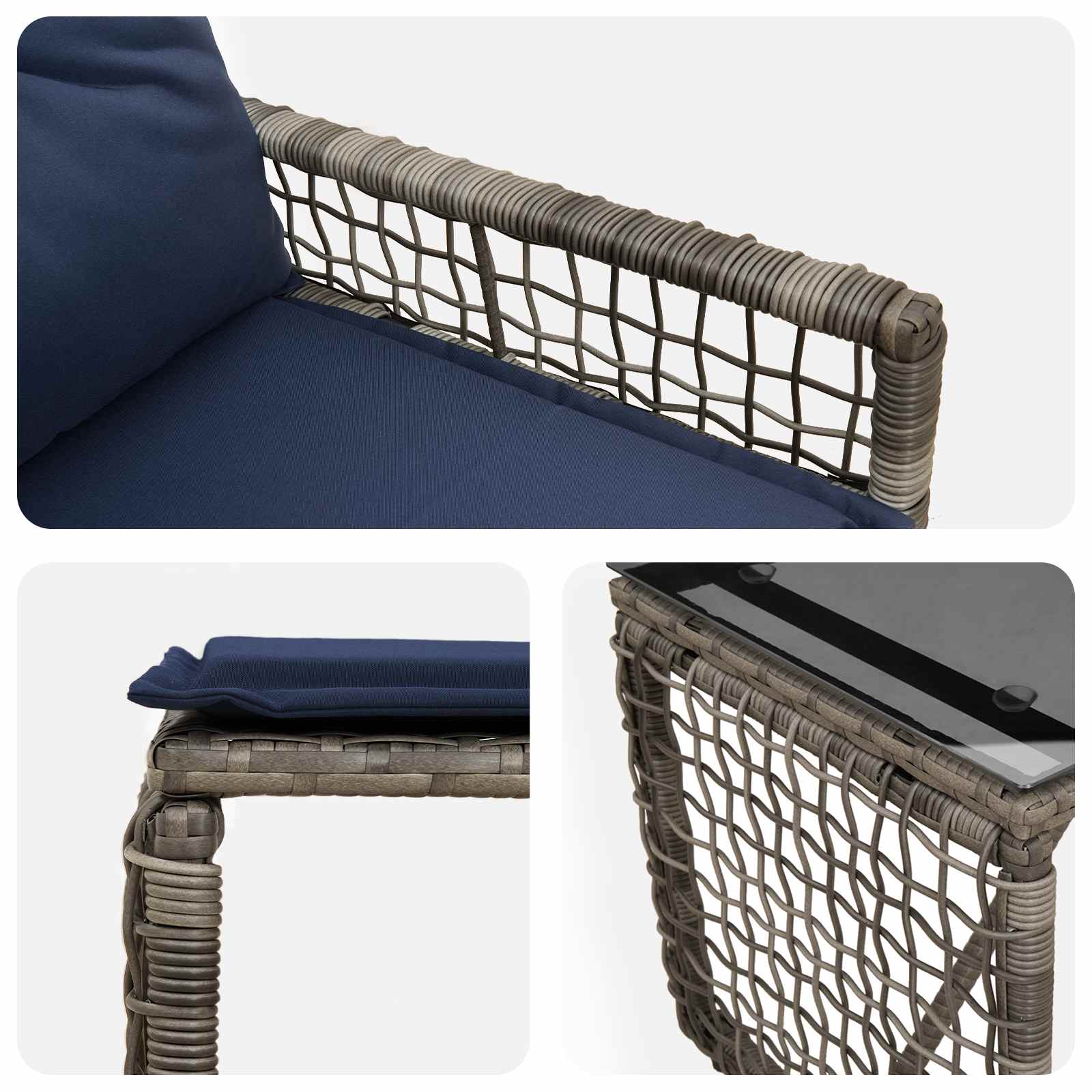 Σετ Εξωτερικών Επίπλων με μαξιλάρι 5 pcs Γκρι και Ναυτικό - Pakobazaar