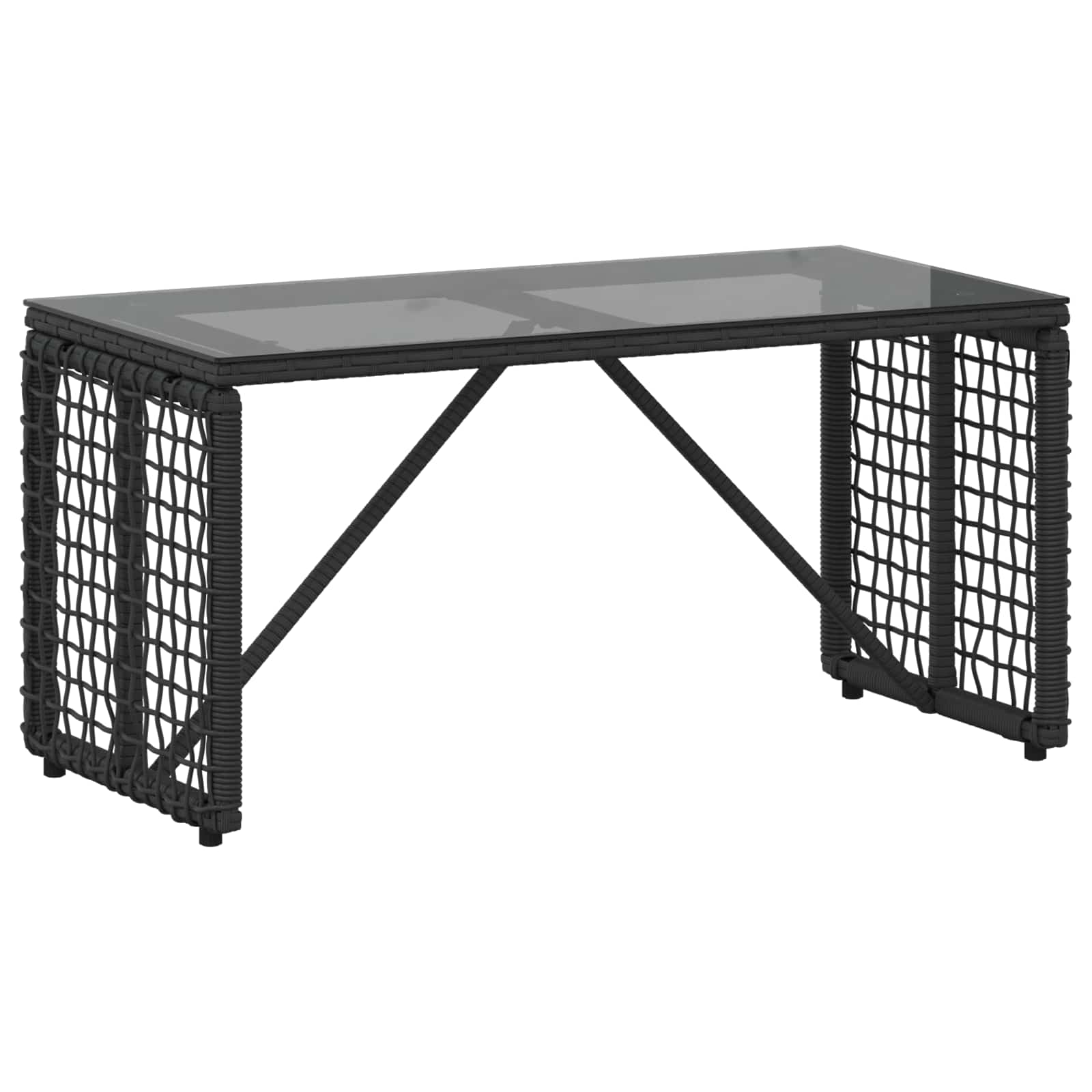 Εξωτερικό Τραπέζι Μαύρο 80 x 40 x 40 cm PE Rattan και Γυαλί - Pakobazaar
