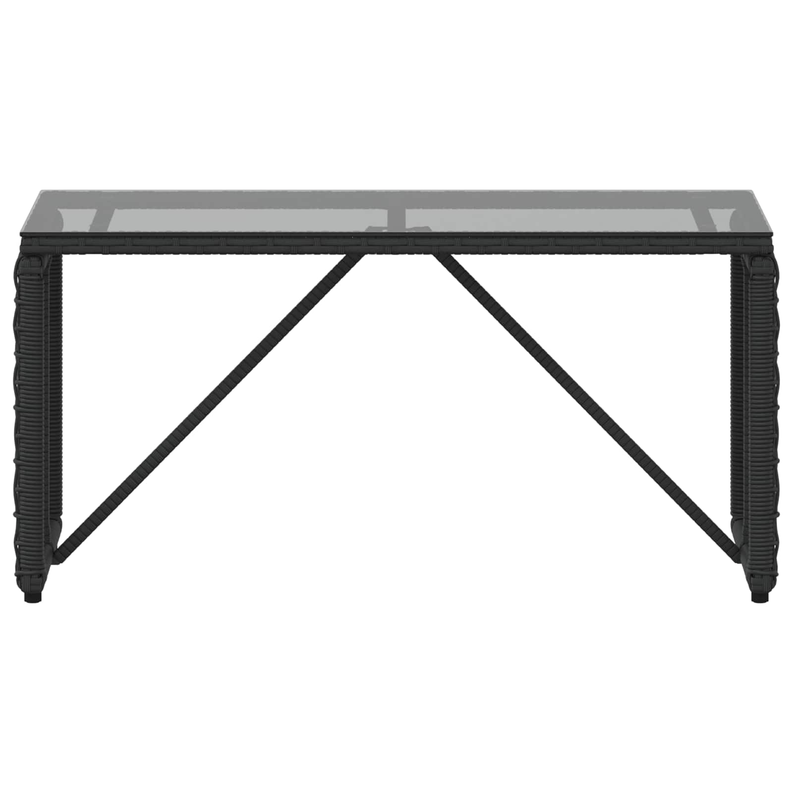 Εξωτερικό Τραπέζι Μαύρο 80 x 40 x 40 cm PE Rattan και Γυαλί - Pakobazaar