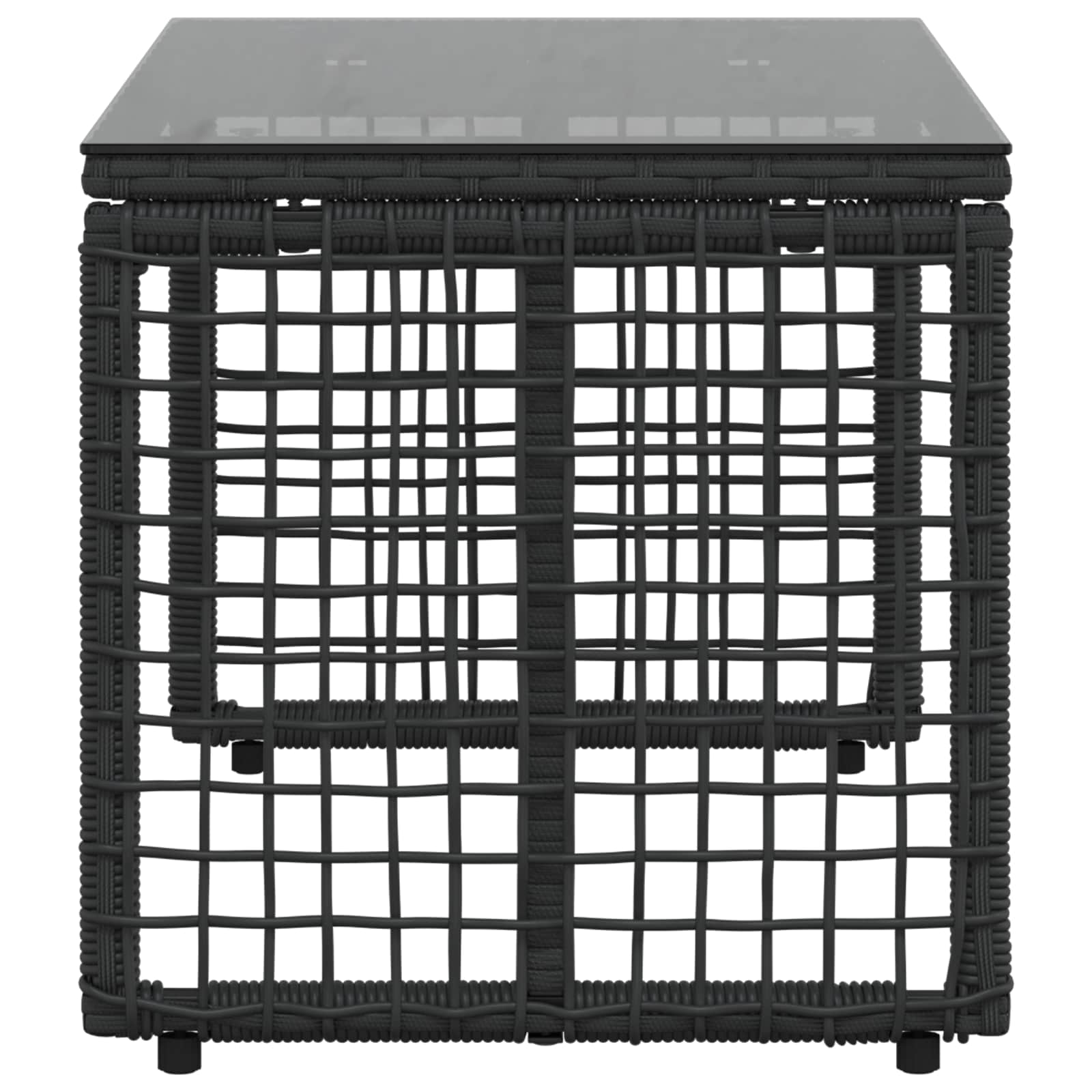Εξωτερικό Τραπέζι Μαύρο 80 x 40 x 40 cm PE Rattan και Γυαλί - Pakobazaar