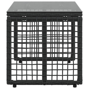 Εξωτερικό Τραπέζι Μαύρο 80 x 40 x 40 cm PE Rattan και Γυαλί - Pakobazaar