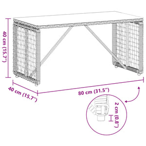 Εξωτερικό Τραπέζι Μαύρο 80 x 40 x 40 cm PE Rattan και Γυαλί - Pakobazaar