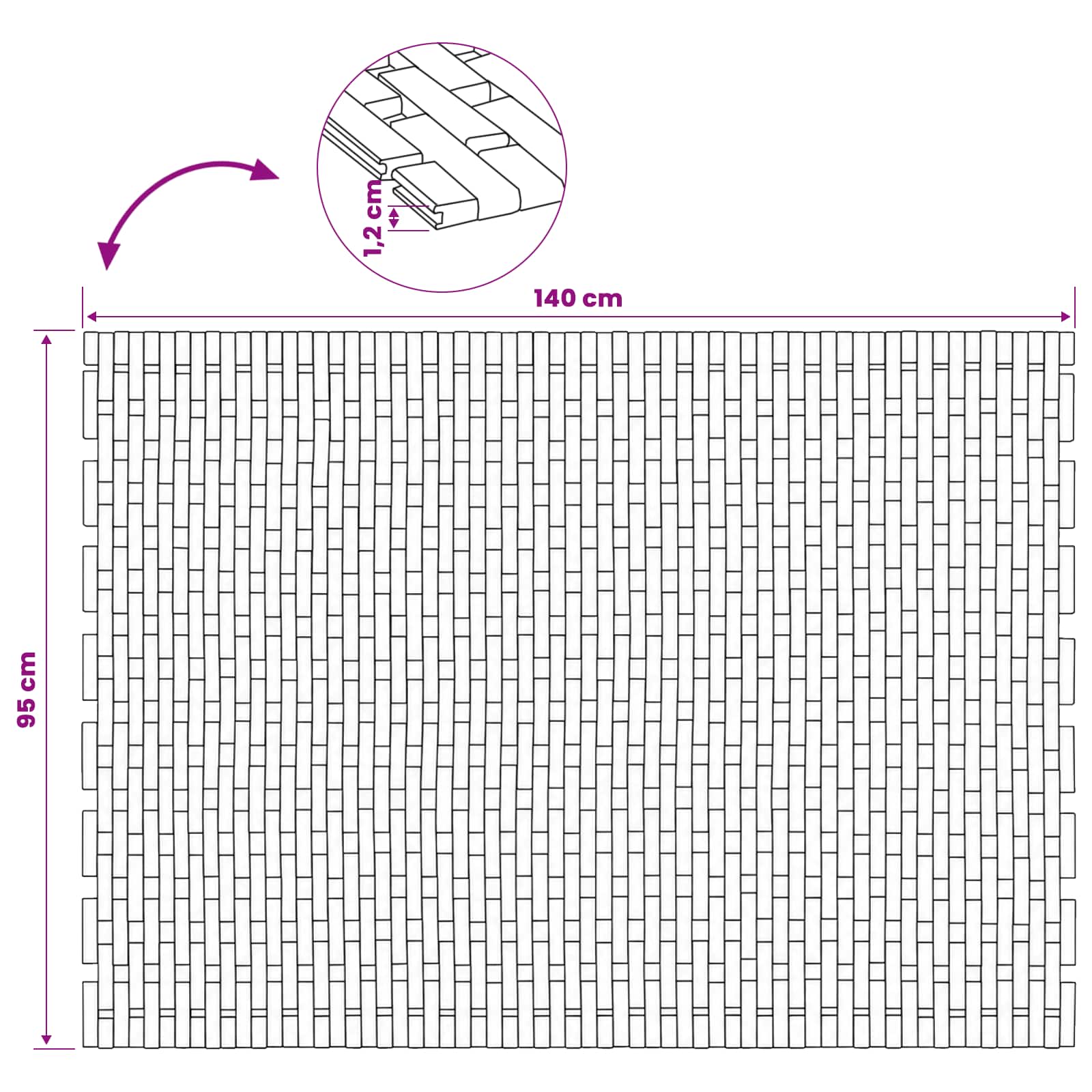 Πατάκια μπάνιου Φυσικό 95 x 140 cm Στερεό Ξύλο Ακακίας