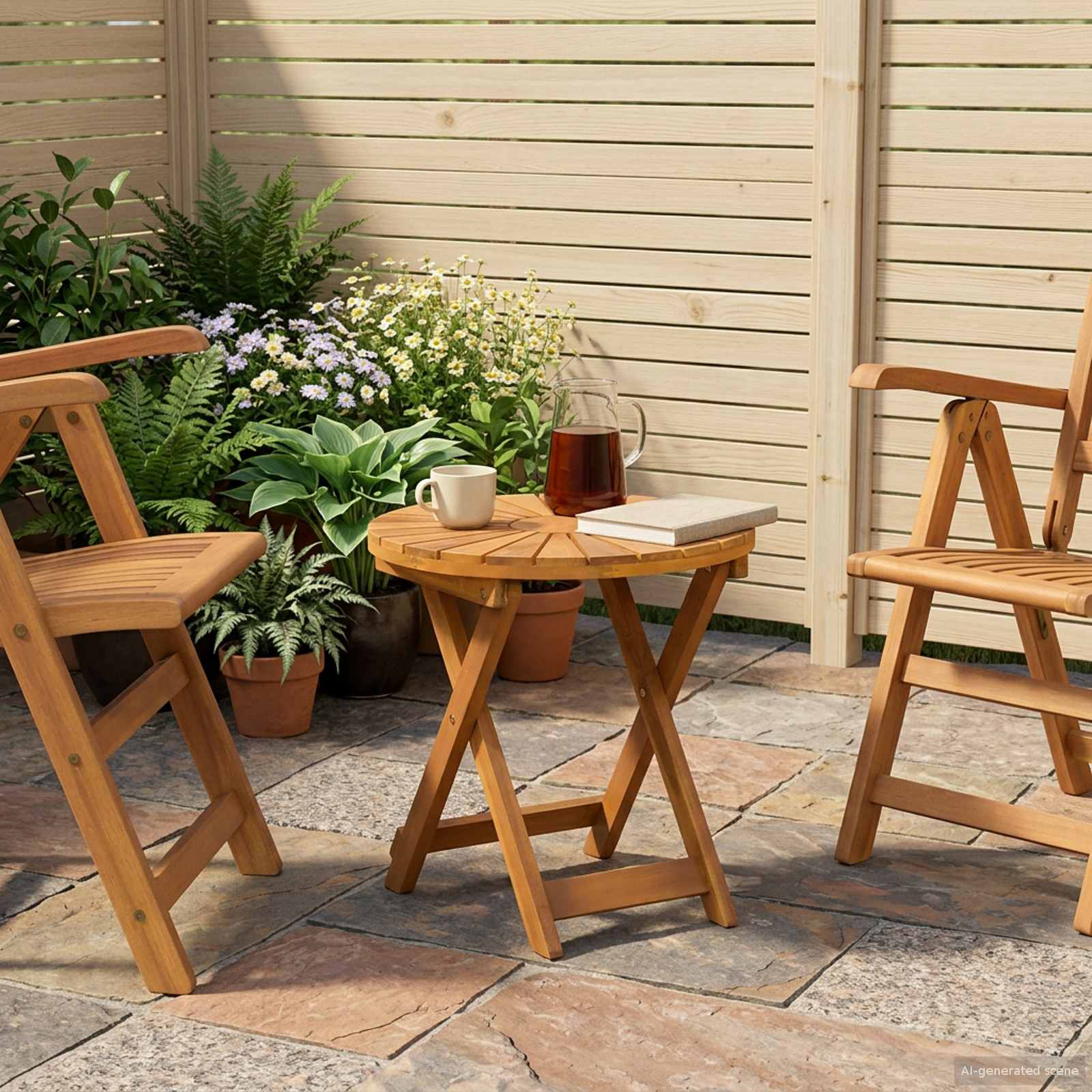 Τραπέζι Bistro Φυσικό Ø45 x 45 εκ. Στερεό Ξύλο Ακακίας