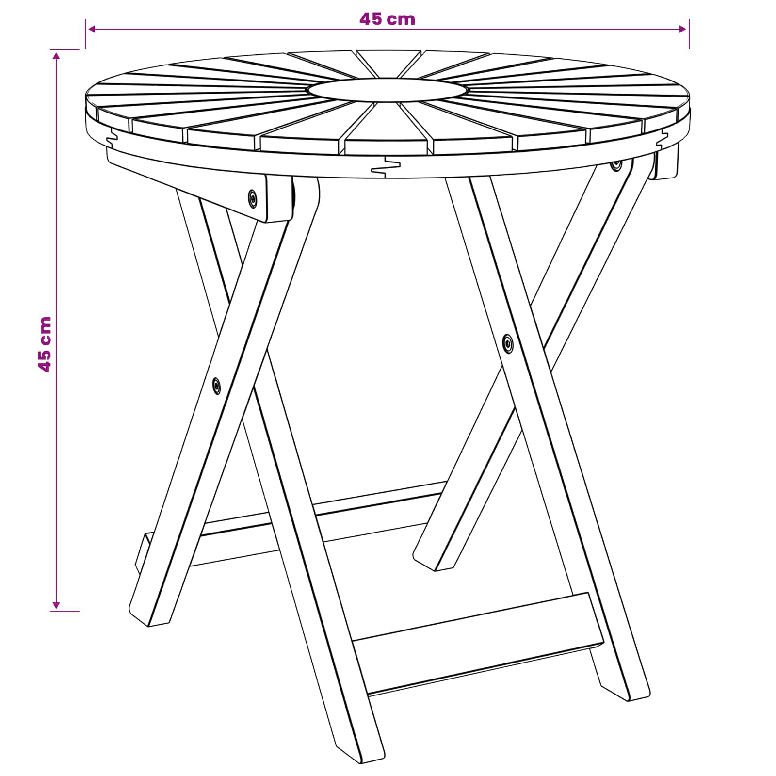 Τραπέζι Bistro Φυσικό Ø45 x 45 εκ. Στερεό Ξύλο Ακακίας